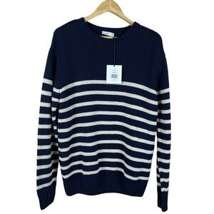 Onia Men's Boatneck Sweater Navy Striped Size M